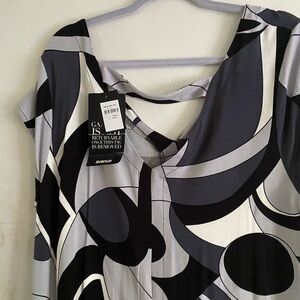 Avenue Black and Gray Abstract Midi Dress